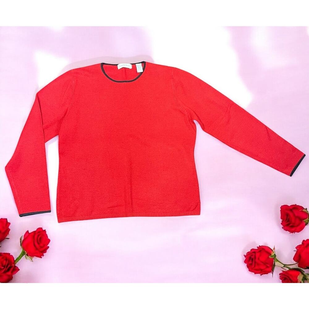 Vintage 90s Amanda Smith Women's Red & Black Knit Sweater Size Large UK